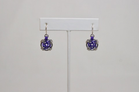 *Swirls Earrings in Lilac Anodized Aluminum and Bright Aluminum